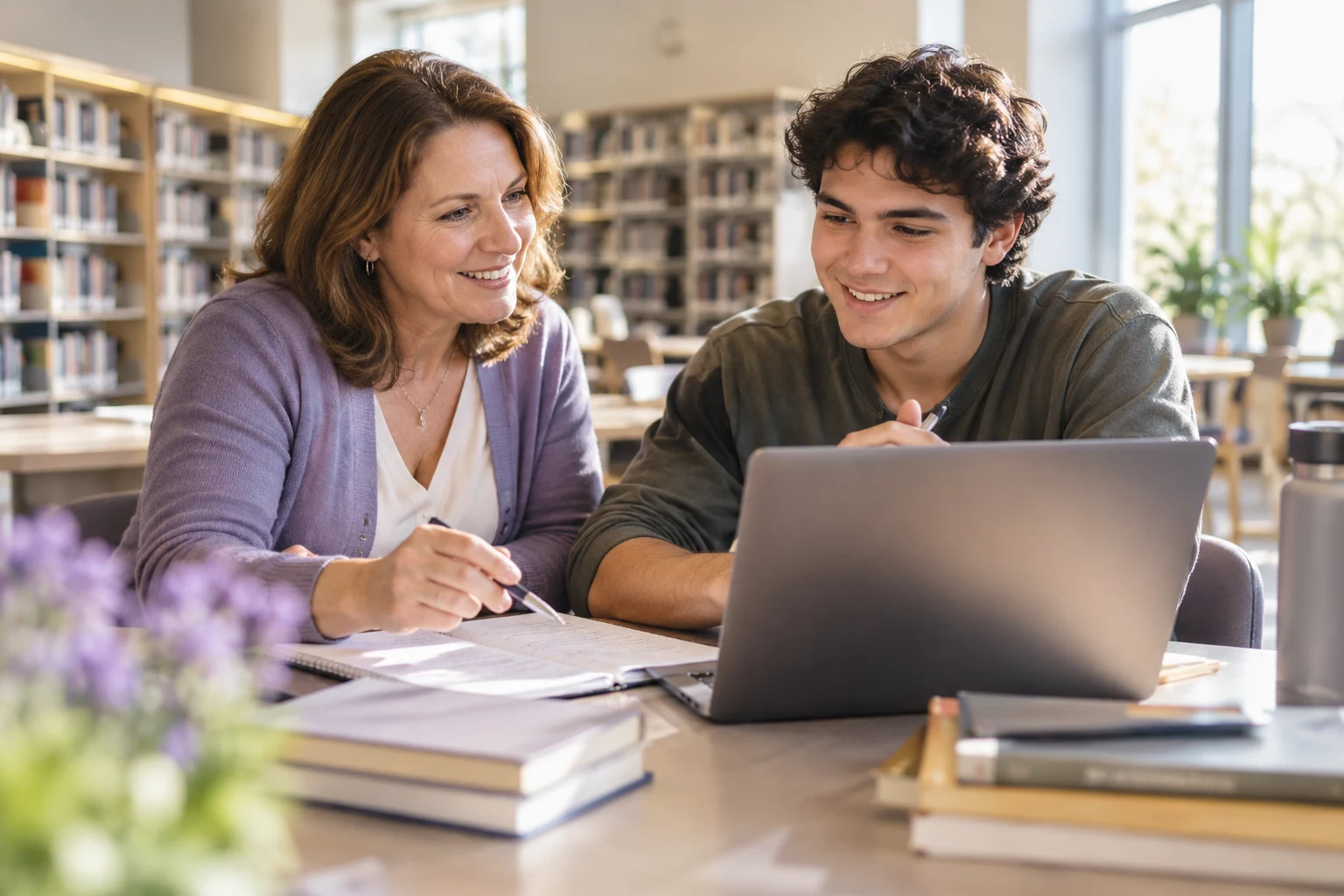 Mentor working with a student